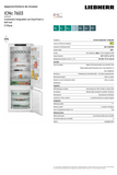 Ⓜ️🔵🔵🔵 LIEBHERR ICNc 7603 pure NoFrost - Frigorifero combinato da incasso XXL con EasyFresh e NoFrost, GARANZIA 10 ANNI INCLUSA* originale LIEBHERR, Combinazione frigo sopra e congelatore sotto, porta autoportante, 194-195 x 71-72 cm, Nuova classe C
