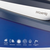 Ⓜ️🔵🔵🔵 H.Koenig V7 - Ferro da stiro con caldaia, piastra ion ceramica, SPEGNIMENTO AUTOMATICO, pressione 8 BAR, 2600 W