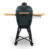 Ⓜ️🔵🔵🔵 H.Koenig YOKO18 - Kamado, barbecue giapponese diametro 18", in ceramica e ghisa, griglie inox e manico in bambù naturale, ACCESSORI INCLUSI