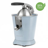 Ⓜ️🔵🔵🔵 SWEISS ZEST6 - Spremiagrumi elettrico di altissima qualità, SENZA BPA GARANTITO, corpo in acciaio inox, rivestimento AZZURRO RETRÒ, lavabile in LAVASTOVIGLIE, con BRACCIO IN ACCIAIO INOX ROBUSTISSIMO