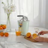 Ⓜ️🔵🔵🔵 SWEISS ZEST7 - Spremiagrumi elettrico di altissima qualità, SENZA BPA GARANTITO, corpo in acciaio inox, rivestimento VERDE RETRÒ, lavabile in LAVASTOVIGLIE, con BRACCIO IN ACCIAIO INOX ROBUSTISSIMO