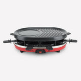 Ⓜ️🔵🔵🔵 H.Koenig RP412 - Raclette 4 funzioni, 900W di potenza, con piastra in pietra, Pancakes, Fajitas e Grill inclusi, per 8 persone