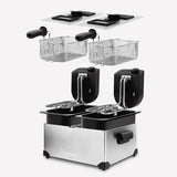 Ⓜ️🔵🔵🔵 H.Koenig DFX600 - Friggitrice doppio cestello, acciaio inox, professionale, 6 litri