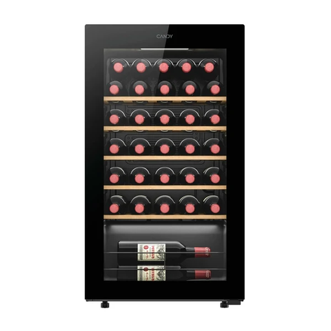 Ⓜ️🔵🔵🔵 CANDY CWC034 DiVino (nuovo logo) - [📦🚨Spedizione immediata!🚚💨] Cantinetta vino, 34 bottiglie, 1 zona, libera installazione, 5 ripiani in legno, nera, L x P x A (mm) 475x456x850, connessa con App