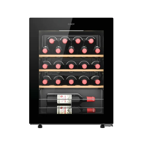 Ⓜ️🔵🔵🔵 CANDY CWC023 DiVino - Cantinetta vino, 23 bottiglie, 1 zona, libera installazione, 3 ripiani in legno, nera, L x P x A (mm) 475x456x630, connessa con App