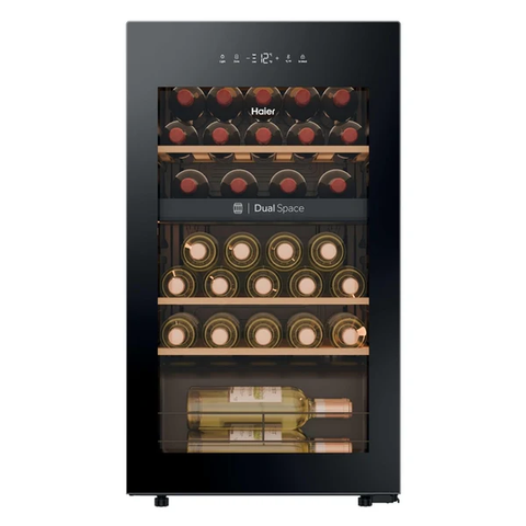 Ⓜ️🔵🔵🔵 Haier HWS32GDG - Cantinetta vino a 2 zone, Wine Bank 50, Serie 5, Libera installazione, 32 bottiglie, Luce LED,  L x P x A (mm) 475x456x850, Classe G