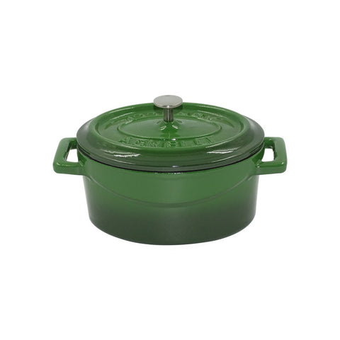 Ⓜ️🔵🔵🔵 Pentole Agnelli COGHSOP12612G - Mini casseruola in ghisa, ovale, smaltata VERDE, MONOPORZIONE, slowcook, 12x9 cm, MADE IN ITALY