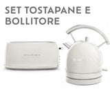 Ⓜ️🔵🔵🔵 SWEISS GRV8+KTL8 - Set di tostapane e bollitore elettrico vintage, colore BEIGE RETRÒ con dettagli cromati