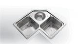 Ⓜ️🔵🔵🔵👌 Alpes F 583/3V - Piano lavaggio ad angolo a 3 vasche, da incasso, semifilo, acciaio inox, completo di colapasta