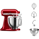 Ⓜ️🔵🔵🔵 KitchenAid Artisan 5KSM185PSECA - Planetaria con testa reclinabile, 4,8 litri e accessori inox inclusi, ROSSO MELA METALLIZZATO