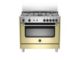 Ⓜ️🔵🔵🔵 LA GERMANIA AMN965GCRV - Cucina 5 fuochi gas, forno gas ventilato, 90x60 cm, CREMA, serie Americana, Classe A+