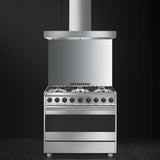Smeg B9GMXI9 - Cucina inox, 90x60cm, piano cottura 6 fuochi, forno elettrico termoventilato, Classe A