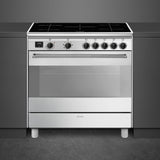 Ⓜ️🔵🔵🔵 Smeg BG91IX2 - Cucina inox con Piano a Induzione, 90x60 cm, forno elettrico termoventilato, Classe A