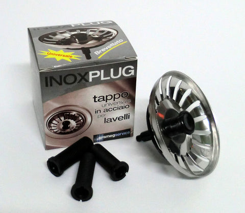 Ⓜ️🔵🔵🔵 Smeg Home Care INOX-PLUG - Tappo inox adattabile alla maggior parte dei lavelli in commercio, con kit "fai da te"