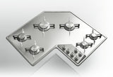 Ⓜ️🔵🔵🔵👌 Alpes F 583/6G - Piano cottura ad angolo, da incasso, semifilo, 6 fuochi, acciaio inox