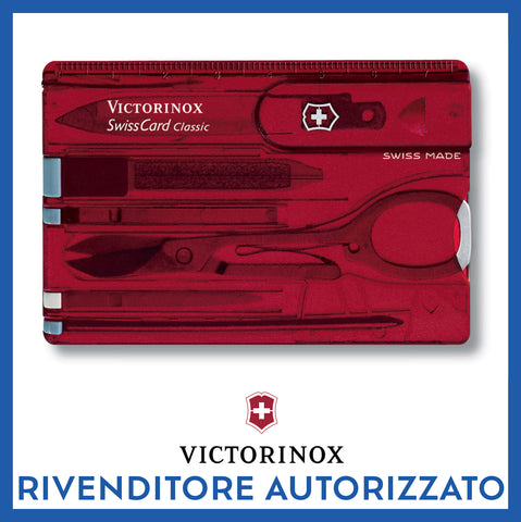 Ⓜ️🔵🔵🔵 VICTORINOX SWISSCARD CLASSIC RUBY - Strumento multifunzione nelle dimensioni di una carta di credito