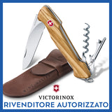 Ⓜ️🔵🔵🔵 VICTORINOX WINE MASTER OLIVO - Coltello multiuso dedicato ai sommelier, in legno di olivo e fodero in cuoio