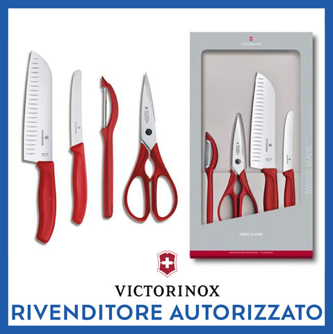 Ⓜ️🔵🔵🔵 VICTORINOX V-6.71 31.4G - Set di 4 pezzi da cucina Swiss Classic, manico rosso