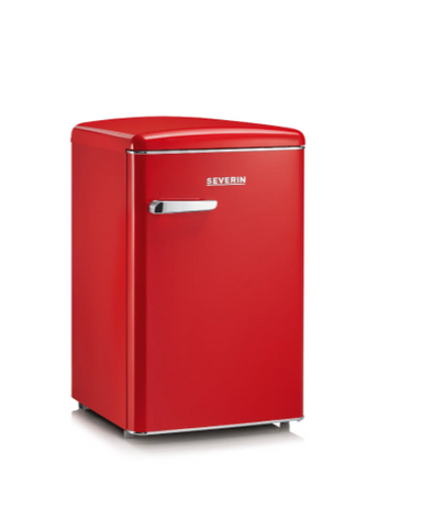 Ⓜ️🔵🔵🔵👌 SEVERIN RKS 8830 - Mini frigo in stile retrò colore ROSSO, maniglie in metallo cromato, ESTREMAMENTE SILENZIOSO, classe D