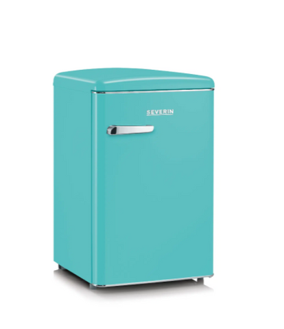 Ⓜ️🔵🔵🔵👌 SEVERIN RKS 8834 - Mini frigo in stile retrò colore TIFFANY, maniglie in metallo cromato, ESTREMAMENTE SILENZIOSO, classe D