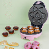 Ⓜ️🔵🔵🔵 Weasy KID400 - Piastra rosa per dolcetti con 4 stampi differenti intercambiabili (donut, waffle, cupcakes o muffin)