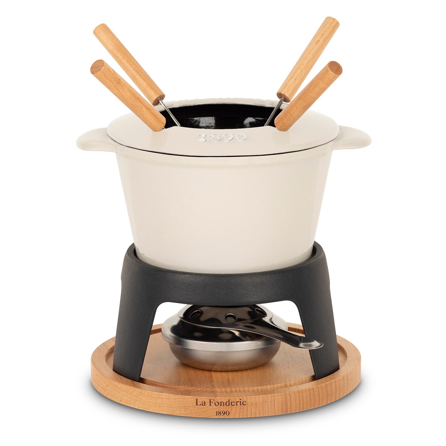 Set Fonduta La Fonderie 1890 In Ghisa - Per 6 Persone, Con Forchette Legno, Capacit&agrave; 1.8L