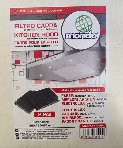 Ⓜ️🔵🔵🔵 Mondo Astelav 00701084 - Filtri a carbone attivo, compatibile universale, forma rettangolare