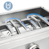 Ⓜ️🔵🔵🔵 H.Koenig PLX920 - Piastra a gas ALTISSIMA QUALITÀ, acciaio INOX, piastra pesante alto spessore, 2 bruciatori, fuochi ad U
