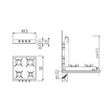 Ⓜ️🔵🔵🔵 Alpes R 50/4G - Piano cottura ribaltabile o da appoggio in acciaio inox a 4 fuochi
