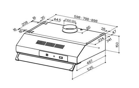 Cappa Aspirante Sottopensile 90 Cm Acciaio Inox - 3 Velocità, Luci LED, Design Moderno - Foto 11