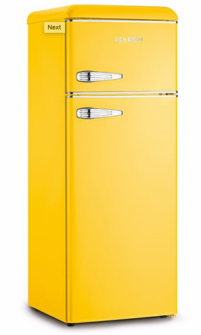 Ⓜ️🔵🔵🔵 SEVERIN KS 9953 - Frigorifero Retrò doppia porta, GIALLO, 208 litri, 55 cm, Classe A++