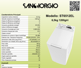 Ⓜ️🔵🔵🔵 SanGiorgio ST6512EL - Lavatrice carica dall'alto, Made in Italy, 6,5 kg, Nuova classe D (ex A+++)