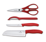 Ⓜ️🔵🔵🔵 VICTORINOX V-6.71 31.4G - Set di 4 pezzi da cucina Swiss Classic, manico rosso