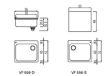 Ⓜ️🔵🔵🔵👌 Alpes VF 556-D | VF 556-S - Vasca incasso - 51x56 cm, Versione destra o sinistra