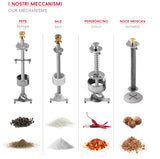 Ⓜ️🔵🔵🔵 Tre Spade PEPEROR - Macinino Macina Peperoncino, prodotto artigianalmente in Italia, 13 cm, legno pregiato di faggio a lunga stagionatura, meccanismo speciale ad alta capacità, macine garantite 20 anni