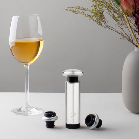 Ⓜ️🔵🔵🔵👌 LES PETITS CHAMPS WOM440 - Pompa sottovuoto manuale per conservare il vino, SENZA BPA, copro in ACCIAIO INOX