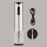 Ⓜ️🔵🔵🔵 LES PETITS CHAMPS WOP660 - Cavatappi elettrico per vino, SENZA BPA, corpo in ACCIAIO INOX, cavo ricarica USB