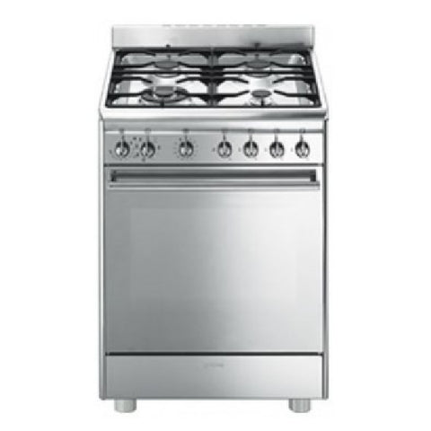 Ⓜ️🔵🔵🔵👌 Smeg CX68MF82 - Cucina in acciaio inox, 4 fuochi gas, forno elettrico, 60 cm, Classe energetica A