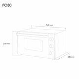 Ⓜ️🔵🔵🔵 H.Koenig FO30 - Fornetto elettrico da appoggio, 30 litri, SPORTELLO CON DOPPIO VETRO, 1500 W fino a 230 gradi