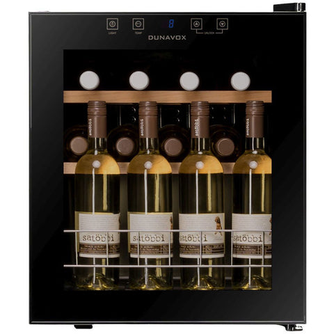 Ⓜ️🔵🔵🔵👌 DUNAVOX DXFH-16.46 - Cantina vini per 12 Bottiglie bordolesi standard, full glass nera, GARANZIA 3 ANNI, Nuova classe energetica G