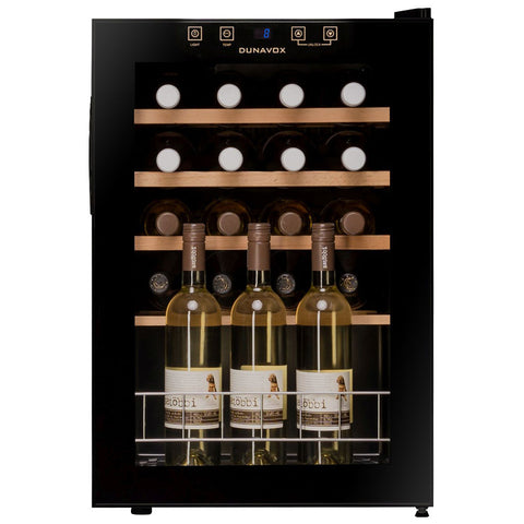 Ⓜ️🔵🔵🔵👌 DUNAVOX DXFH-20.62 - Cantina vini per 20 Bottiglie bordolesi standard, full glass nera con filtro UV, GARANZIA 3 ANNI