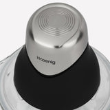 Ⓜ️🔵🔵🔵 H.Koenig LEO9 - Tritatutto elettrico, 2 ciotole in VETRO graduate, finitura nero opaco e cromato, LAME IN ACCIAIO INOX