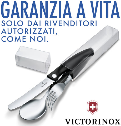 Ⓜ️🔵🔵🔵 VICTORINOX V-6.71 92.F3 - Set di 3 posate con custodia, con coltello pieghevole, per il pranzo in ufficio o per un picnic