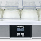 Ⓜ️🔵🔵🔵👌 H.Koenig ELY120 - Yogurtiera con 12 VASETTI IN VETRO con coperchio, CORPO IN ACCIAIO INOX