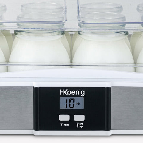 Ⓜ️🔵🔵🔵👌 H.Koenig ELY120 - Yogurtiera con 12 VASETTI IN VETRO con coperc  – Fratelli Mugnaini