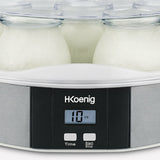 Ⓜ️🔵🔵🔵👌 H.Koenig ELY70 - Yogurtiera con 7 VASETTI IN VETRO con coperchio, CORPO IN ACCIAIO INOX